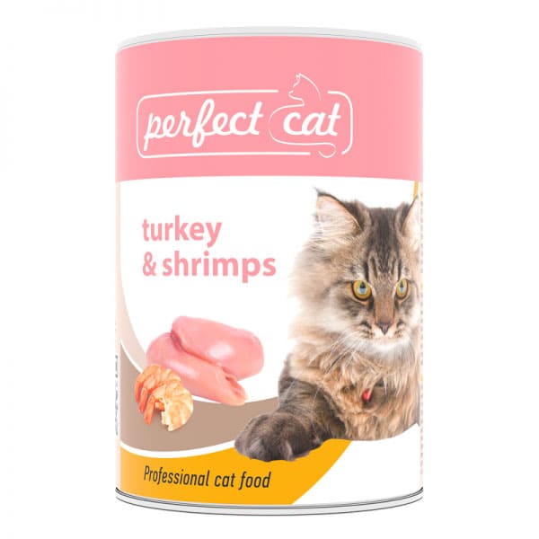 Perfect Cat Turkey & Shrimps konservi kaķiem ar tītaru un garnelēm 400 g